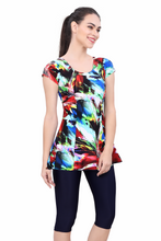Load image into Gallery viewer, U-BACK SWIMDRESS (SLEEVE WITH CONTRAST KNEE LEG)