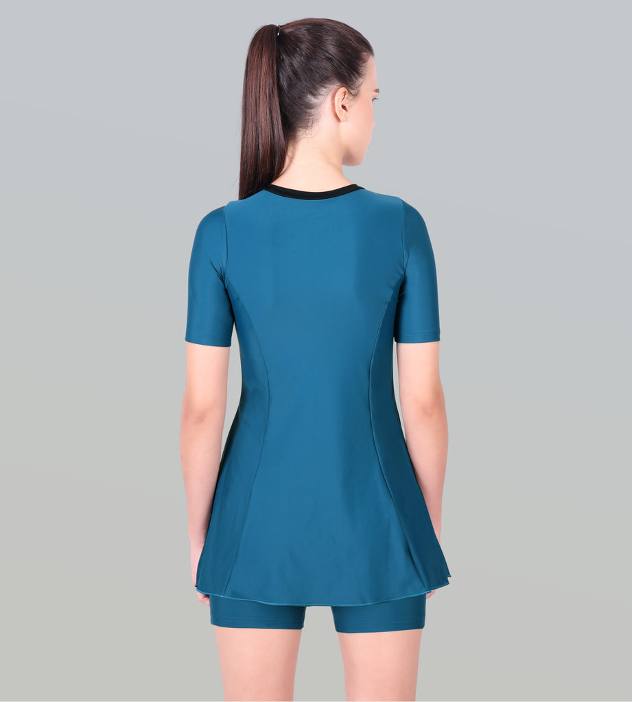 Women Swimdress Boyleg With Front Zip